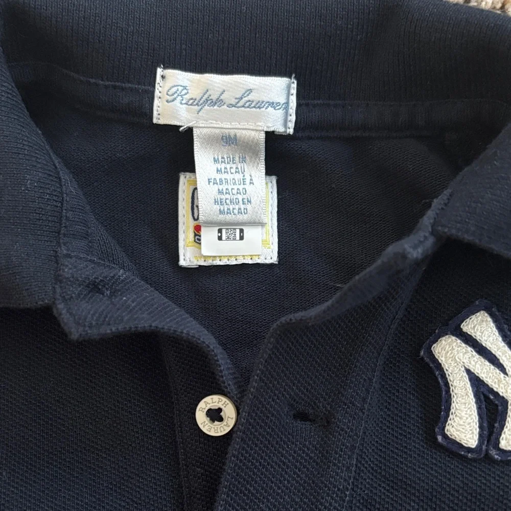 Ralph Lauren Navy Polo Baby Bodysuit with White NY Patch 9M